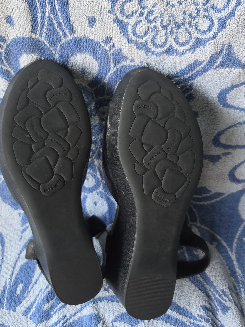 Women's Black Cork Wedge Sandals - Classic Open-Toe - Picture 6 of 8